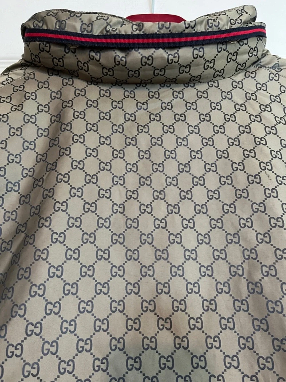 Gucci GG Supreme Monogram Bomber Jacket - Men’s XXL Tan Brown - Authentic